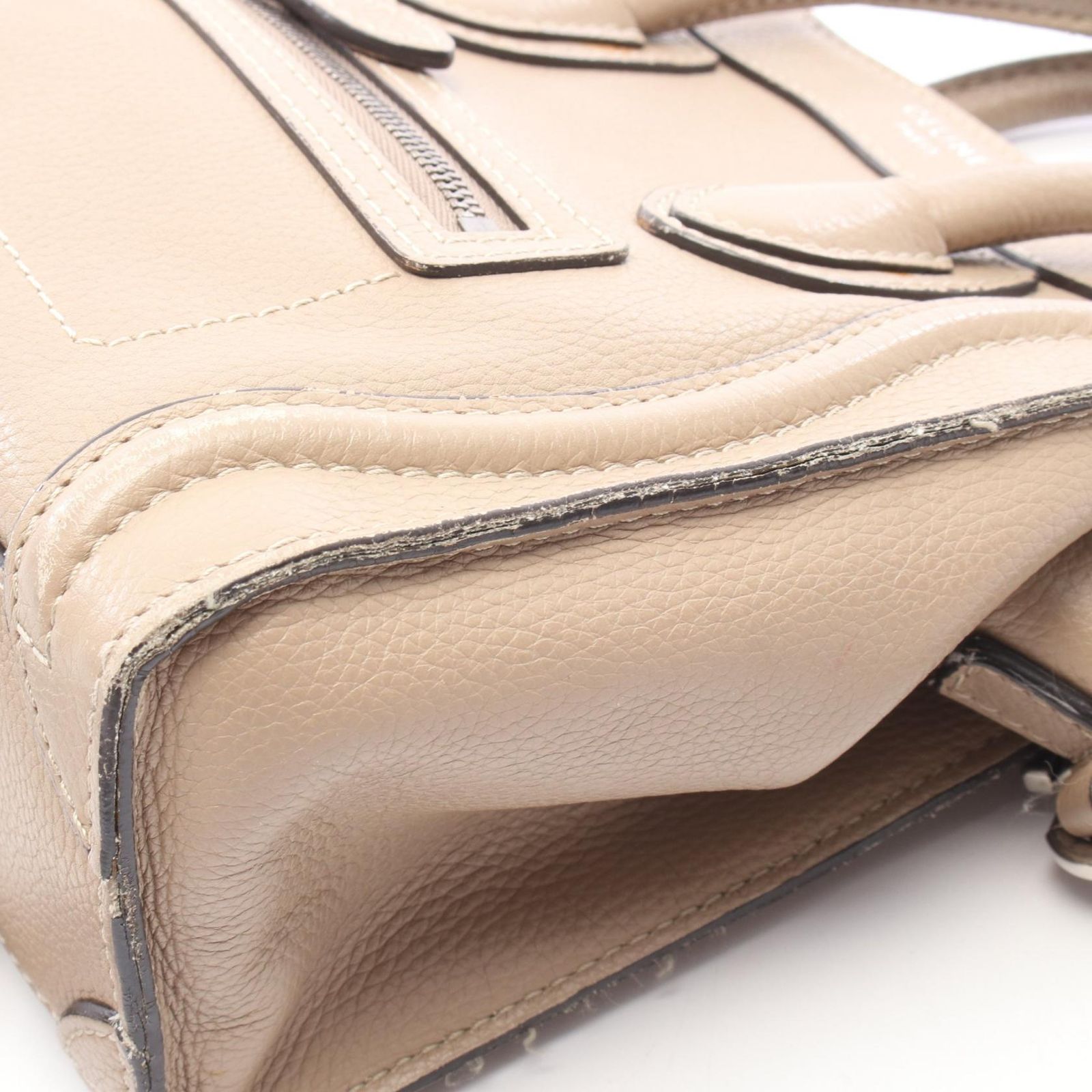 セリーヌ CELINE ハンドバッグ ラゲージ ナノショッパー 2WAY 168243 グレージュ レザー ラゲージ ナノ ショッパー レディース Used B