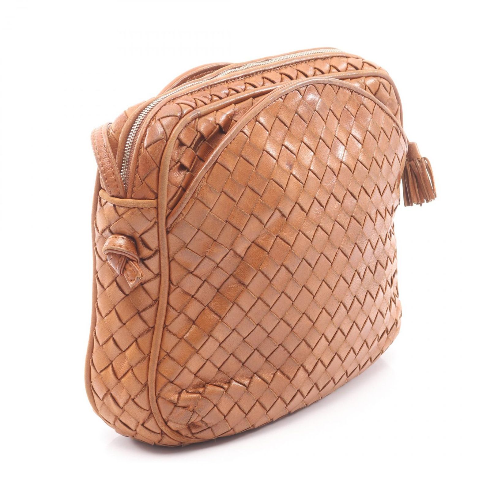 ボッテガヴェネタ BOTTEGA VENETA ショルダーバッグ イントレチャート ブラウン レザー ショルダーバッグ レディース Used B