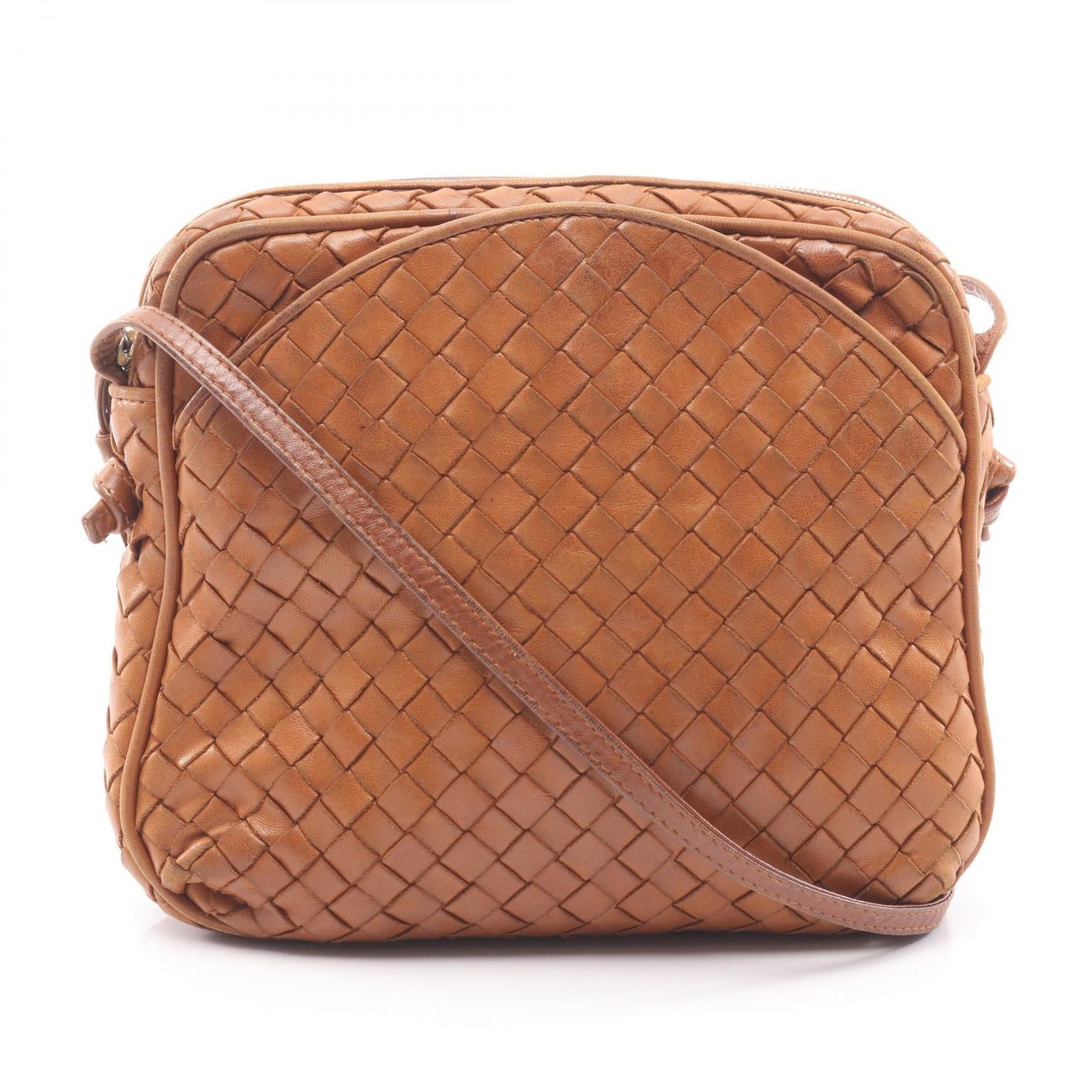 ボッテガヴェネタ BOTTEGA VENETA ショルダーバッグ イントレチャート ブラウン レザー ショルダーバッグ レディース Used B