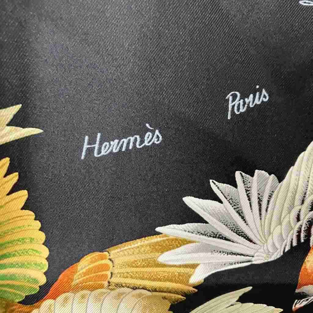 エルメス HERMES カレ90 L'INTRUS 侵入者 スカーフ シルク ブラック