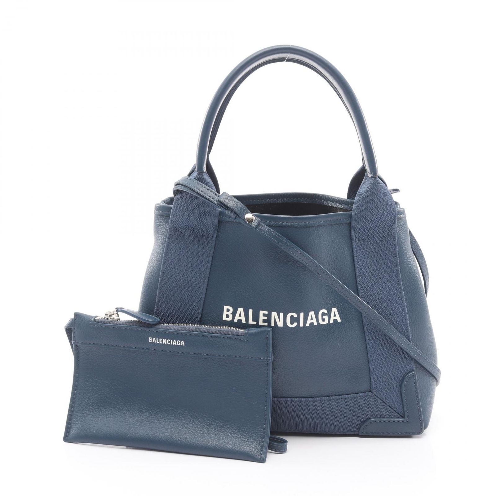 バレンシアガ BALENCIAGA ハンドバッグ ネイビーカバ XS 2WAY 390346 ネイビー レザー キャンバス ネイビーカバ XS レディース Used B