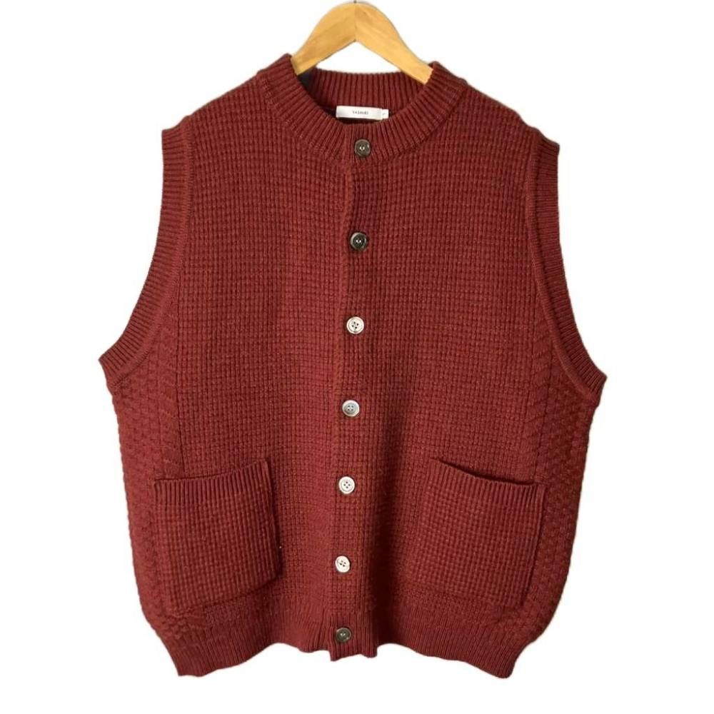 YASHIKI ヤシキ Yukiiro Vest ベスト ウール ニット レッド 1 YSK-22AW-KN08