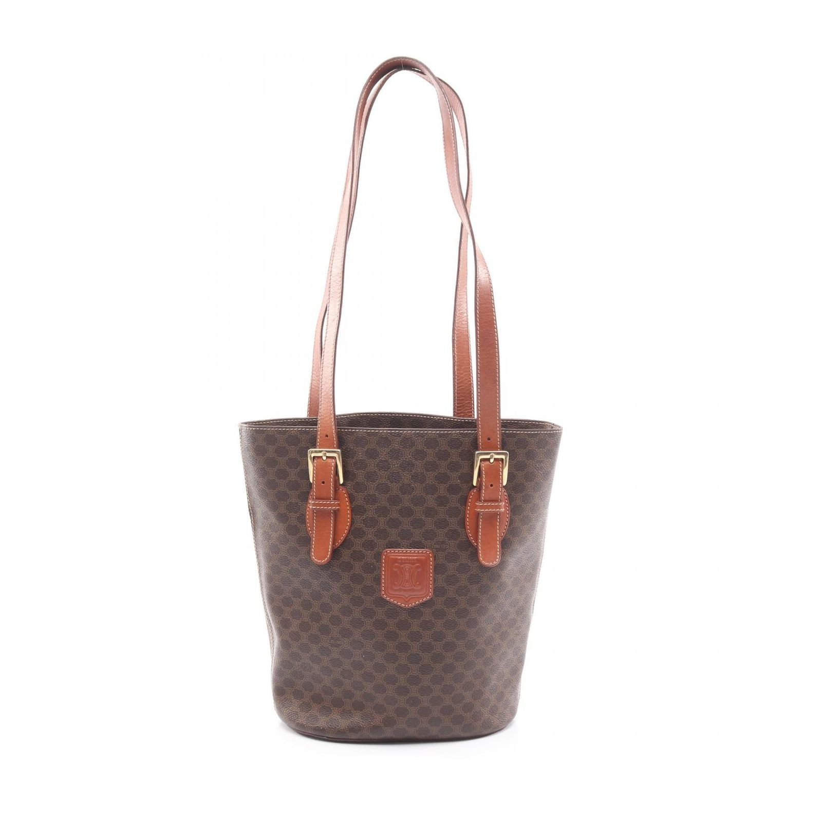 セリーヌ CELINE トートバッグ マカダム ブラウン/ダークブラウン PVCコーティングキャンバス レザー マカダム トート レディース Used B