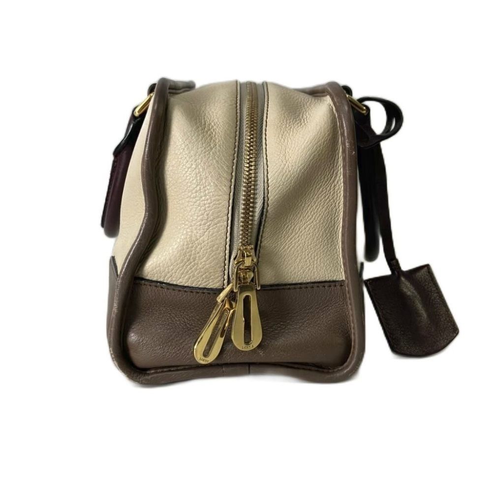 ロエベ LOEWE アマソナ28 トリコロール ハンドバッグ 皮革 ベージュ ロエベ LOEWE アマソナ28 トリコロール ハンドバッグ 皮革 ベージュ