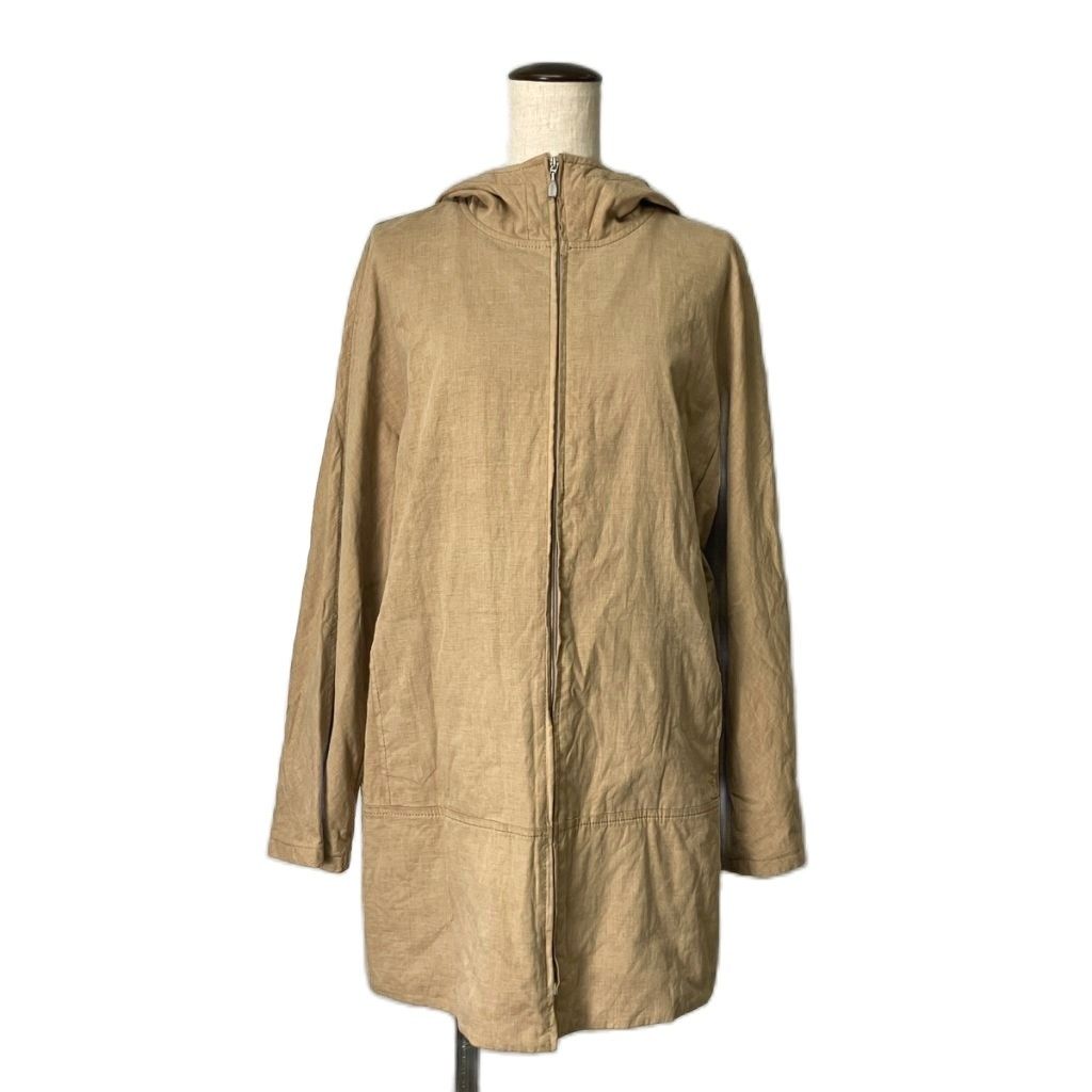 マックスマーラ MAX MARA フーデットコート ジップアップ ハーフ丈 42 ベージュ