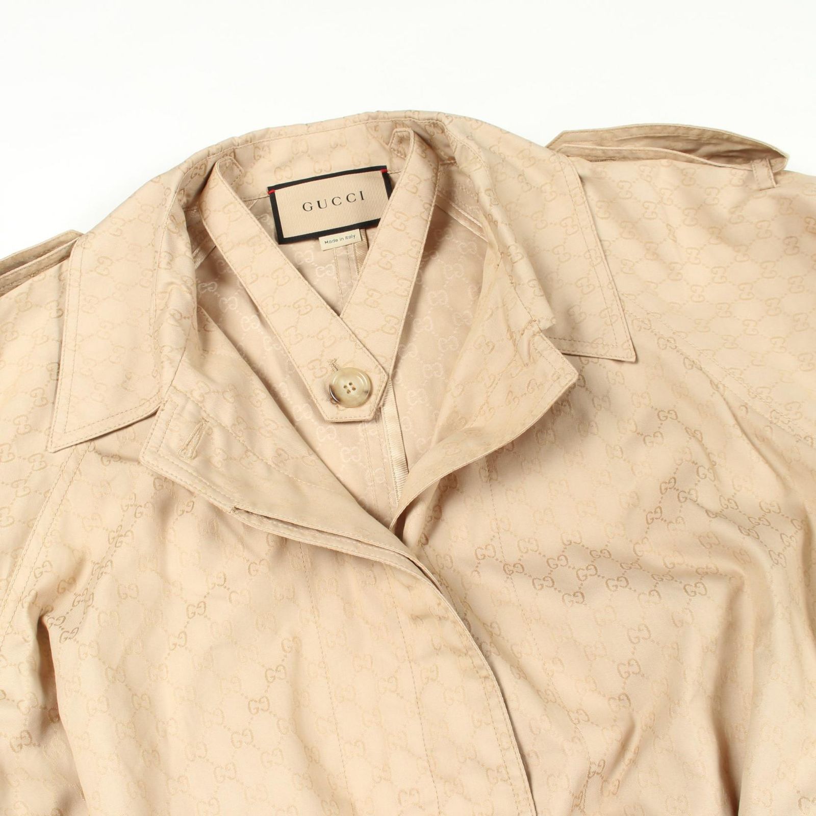 グッチ GUCCI トレンチコート GG柄 ワイドスリーブ ロング 771441 ナイロン トレンチコート レディース Used A