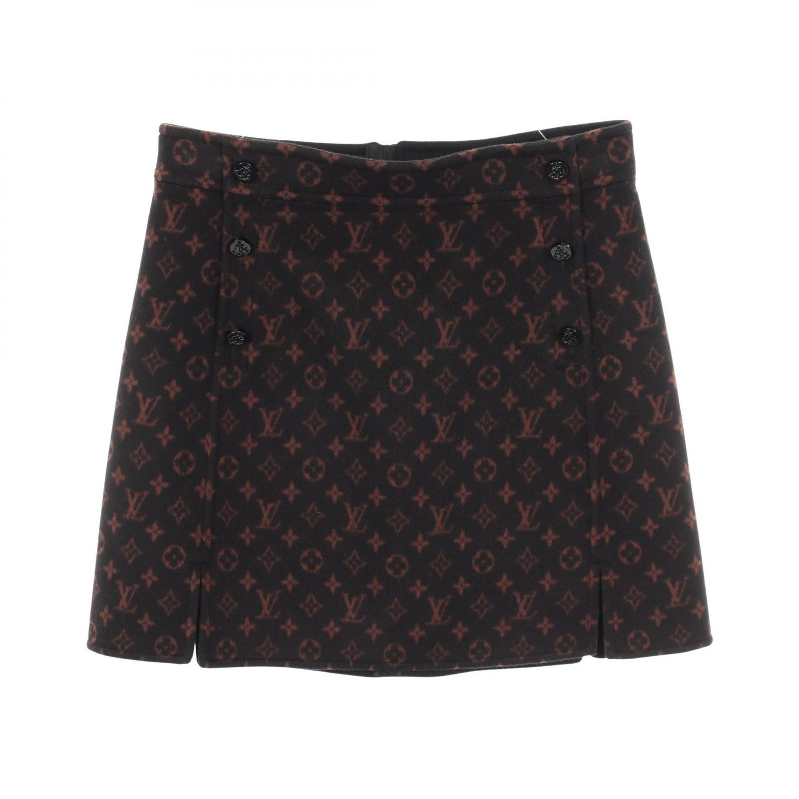 ルイ・ヴィトン LOUIS VUITTON スカート モノグラム ミニ ウール シルク スカート レディース Used A