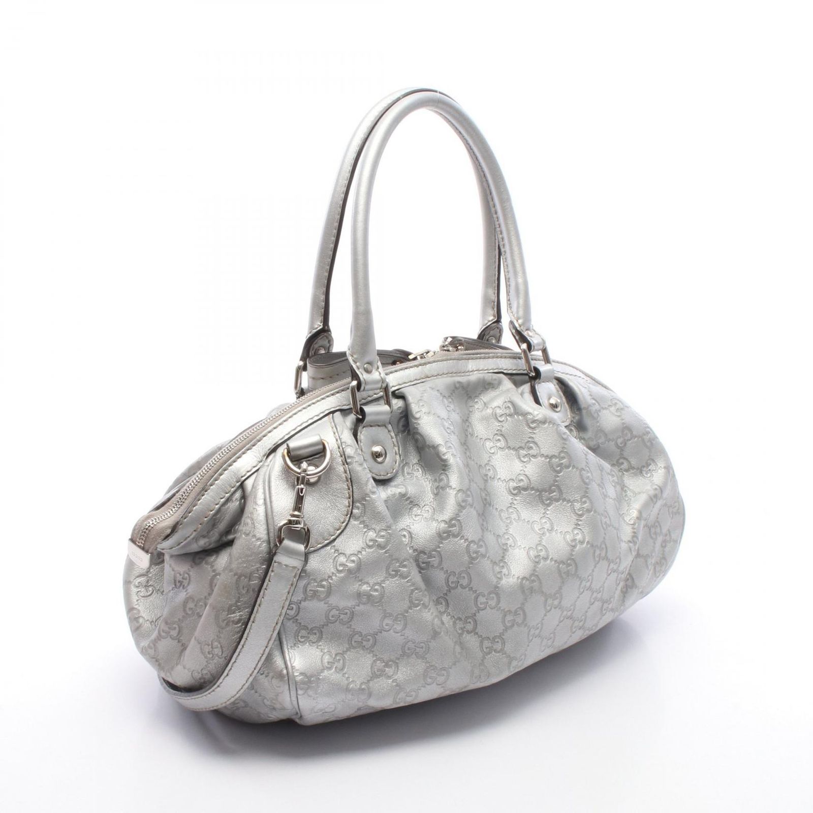 グッチ GUCCI ハンドバッグ スーキー グッチシマ 2WAY 223974 シルバー レザー スーキー 2wayショルダー レディース Used B