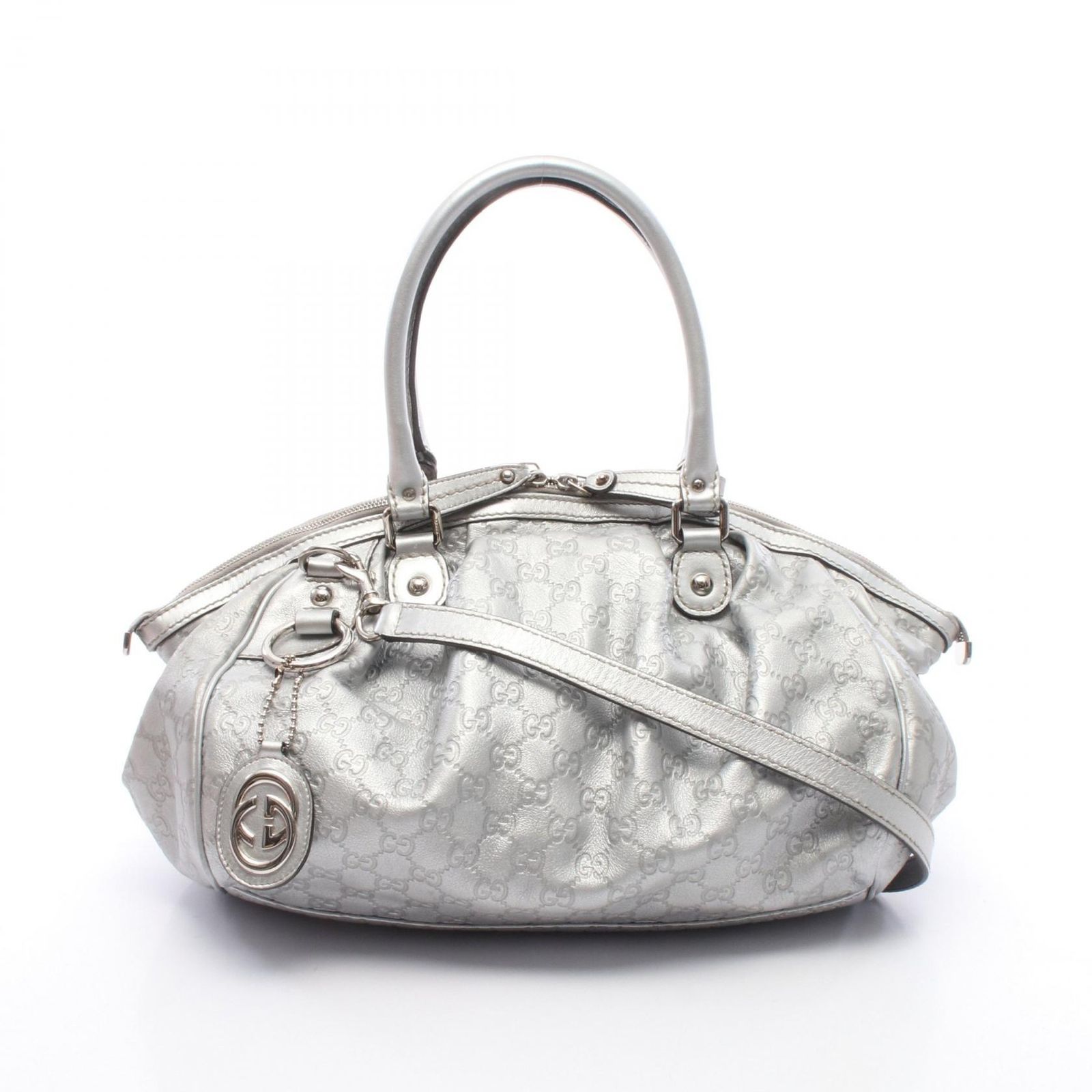 グッチ GUCCI ハンドバッグ スーキー グッチシマ 2WAY 223974 シルバー レザー スーキー 2wayショルダー レディース Used B
