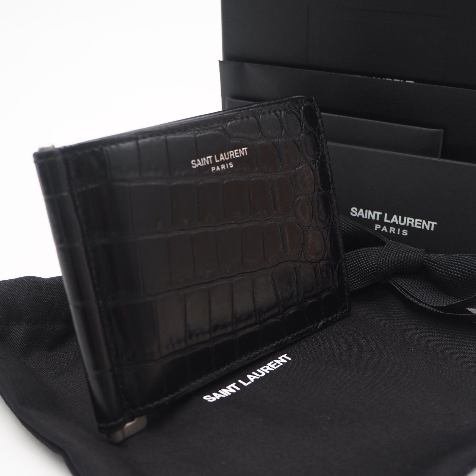 ☆3日以内返品可☆ 美品 SAINT LAURENT サンローラン クロコ型押し