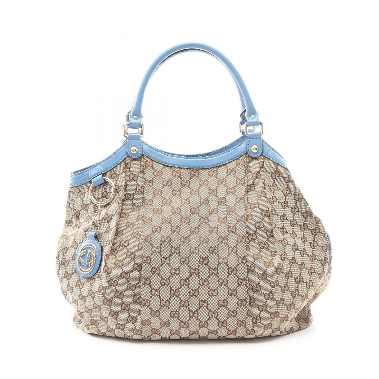 グッチ GUCCI ショルダーバッグ スーキー GGキャンバス 211943 ベージュ/ライトブルー キャンバス レザー スーキー トートバッグ レディース Used B