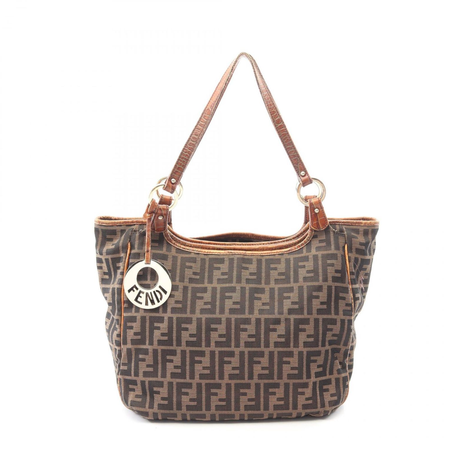 フェンディ FENDI トートバッグ ズッカ 8BH187 ブラウン レザー ズッカ トートバッグ レディース Used B