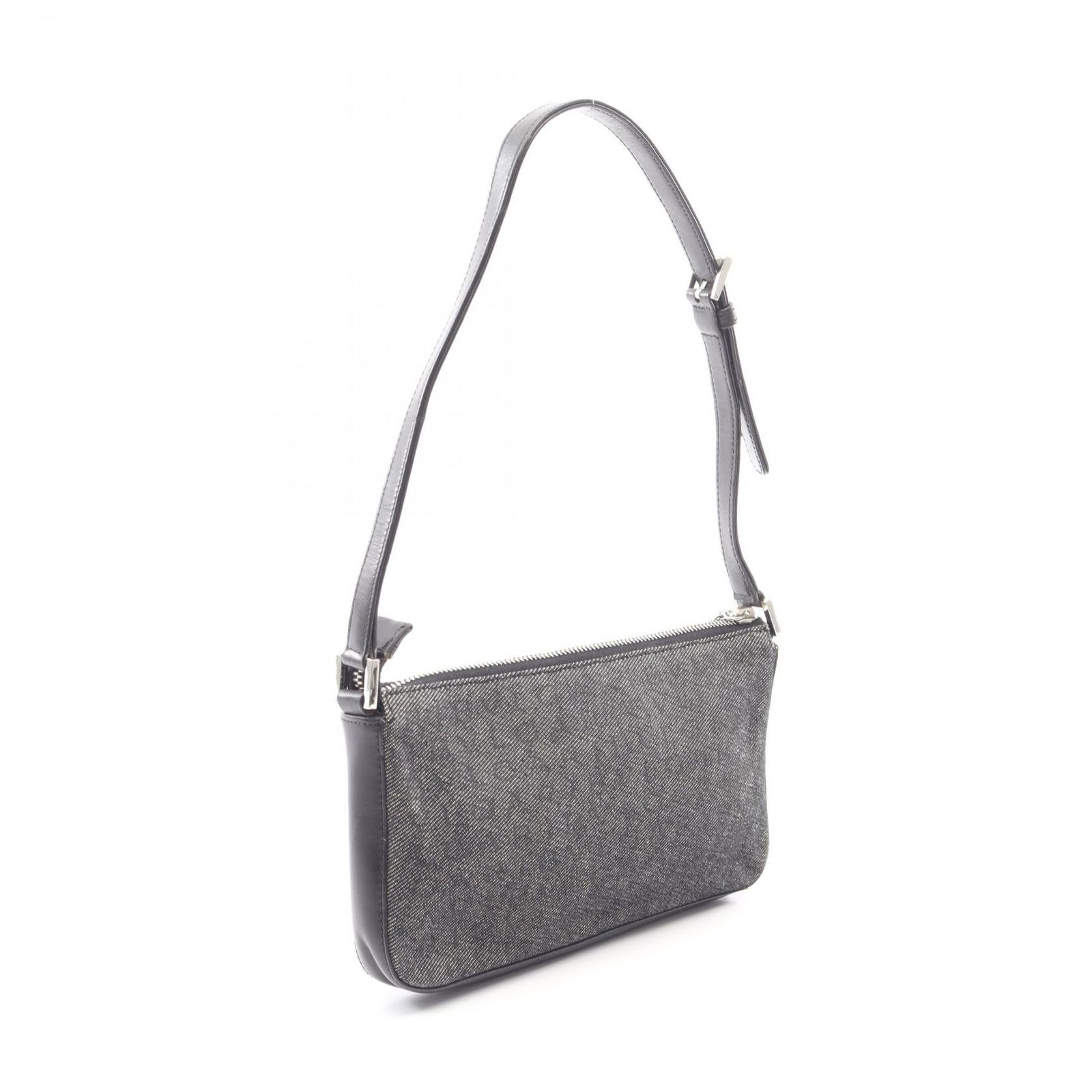 ブルガリ BVLGARI ショルダーバッグ ロゴマニア ブラック/アイボリー キャンバス レザー ロゴマニア ワンショルダー レディース Used B