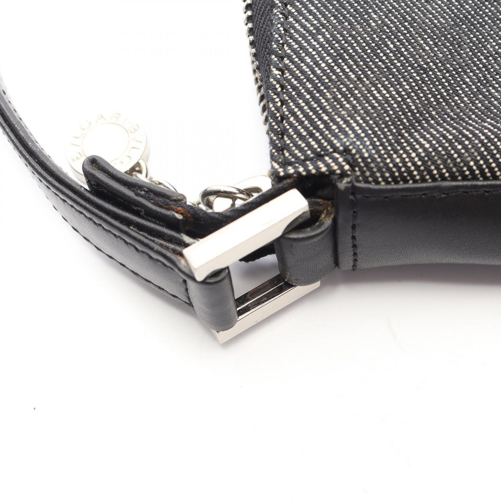 ブルガリ BVLGARI ショルダーバッグ ロゴマニア ブラック/アイボリー キャンバス レザー ロゴマニア ワンショルダー レディース Used B