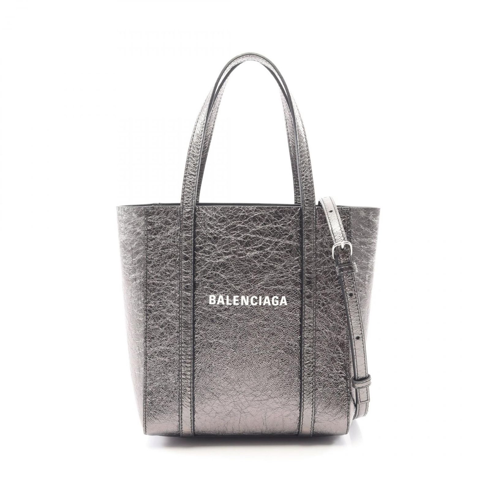 バレンシアガ BALENCIAGA トートバッグ EVERYDAY XXS エブリデイ 2WAY 551815 メタリックブラック レザー エブリデイ トート XXS レディース Used B