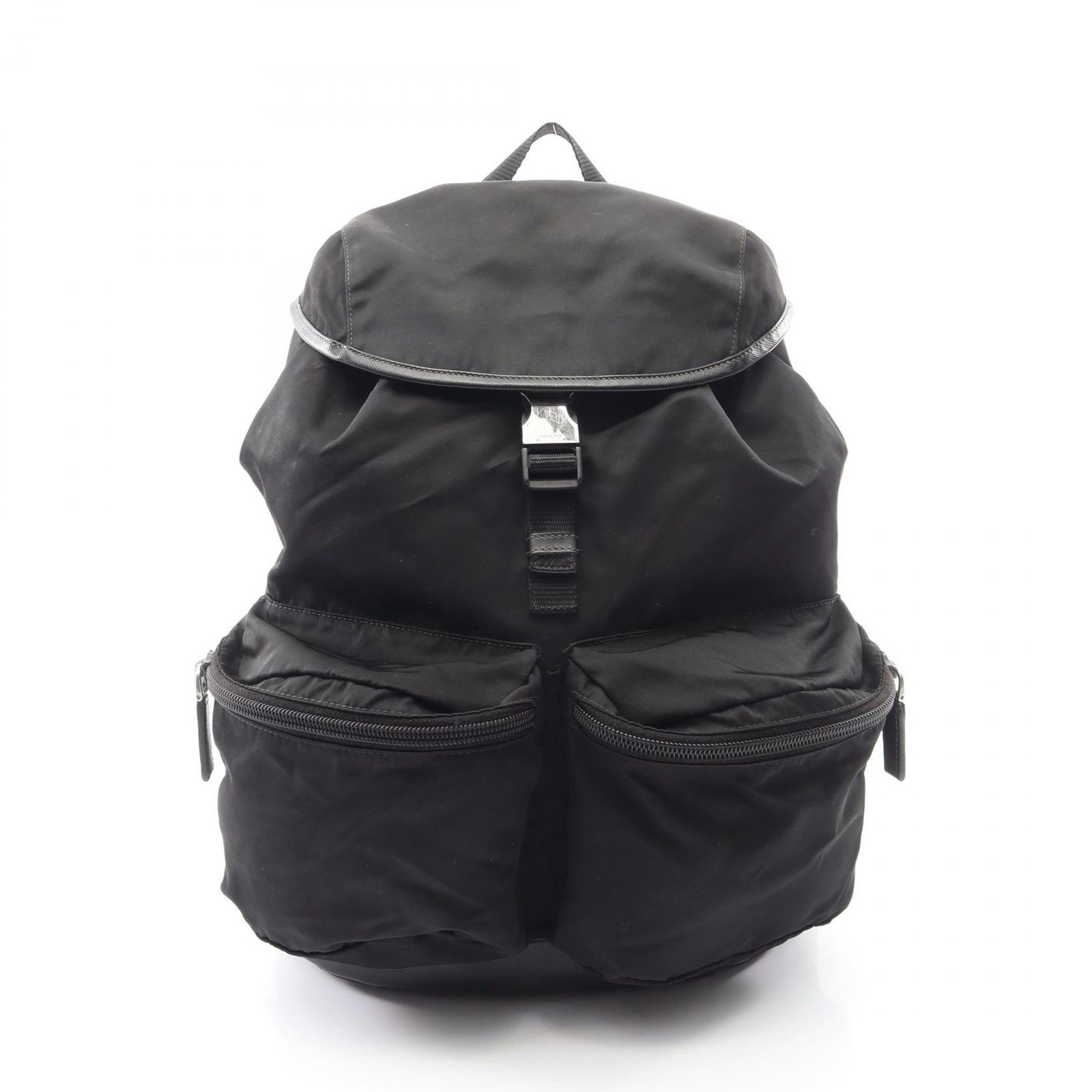 プラダ PRADA リュックサック バックパック TESSUTO ブラック ナイロン サフィアーノレザー バックパック レディース Used B