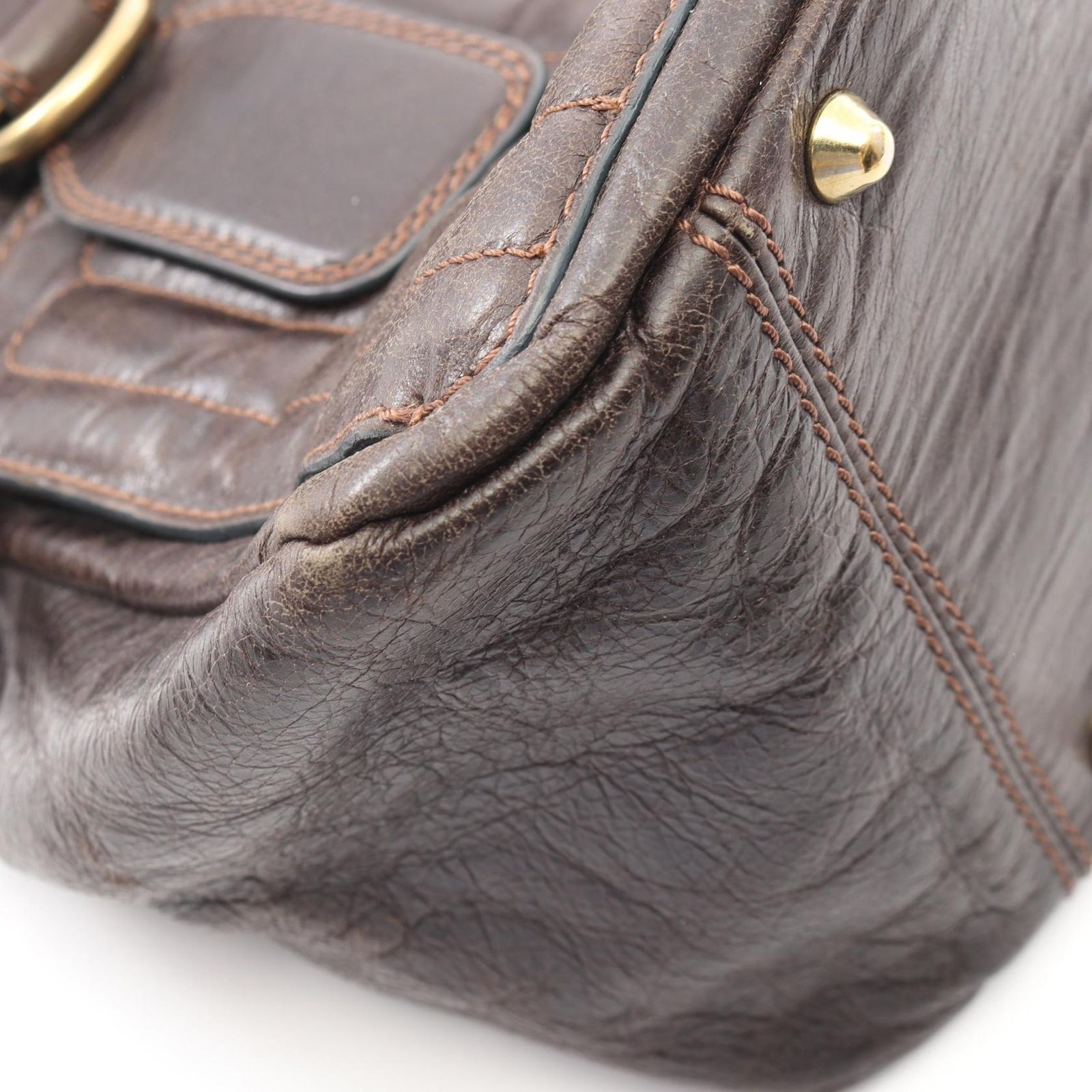 クロエ Chloe ハンドバッグ ベイ ダークブラウン レザー ベイ ハンドバッグ レディース Used B