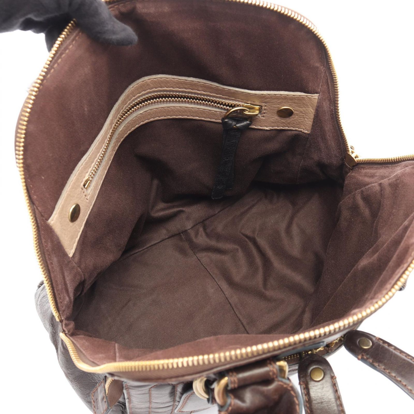 クロエ Chloe ハンドバッグ ベイ ダークブラウン レザー ベイ ハンドバッグ レディース Used B