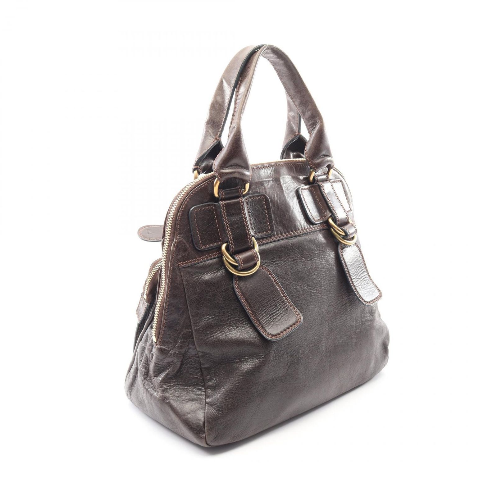 クロエ Chloe ハンドバッグ ベイ ダークブラウン レザー ベイ ハンドバッグ レディース Used B