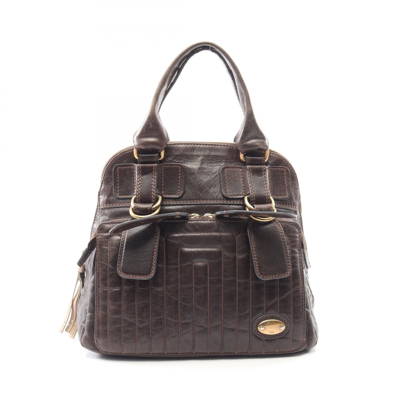 クロエ Chloe ハンドバッグ ベイ ダークブラウン レザー ベイ ハンドバッグ レディース Used B