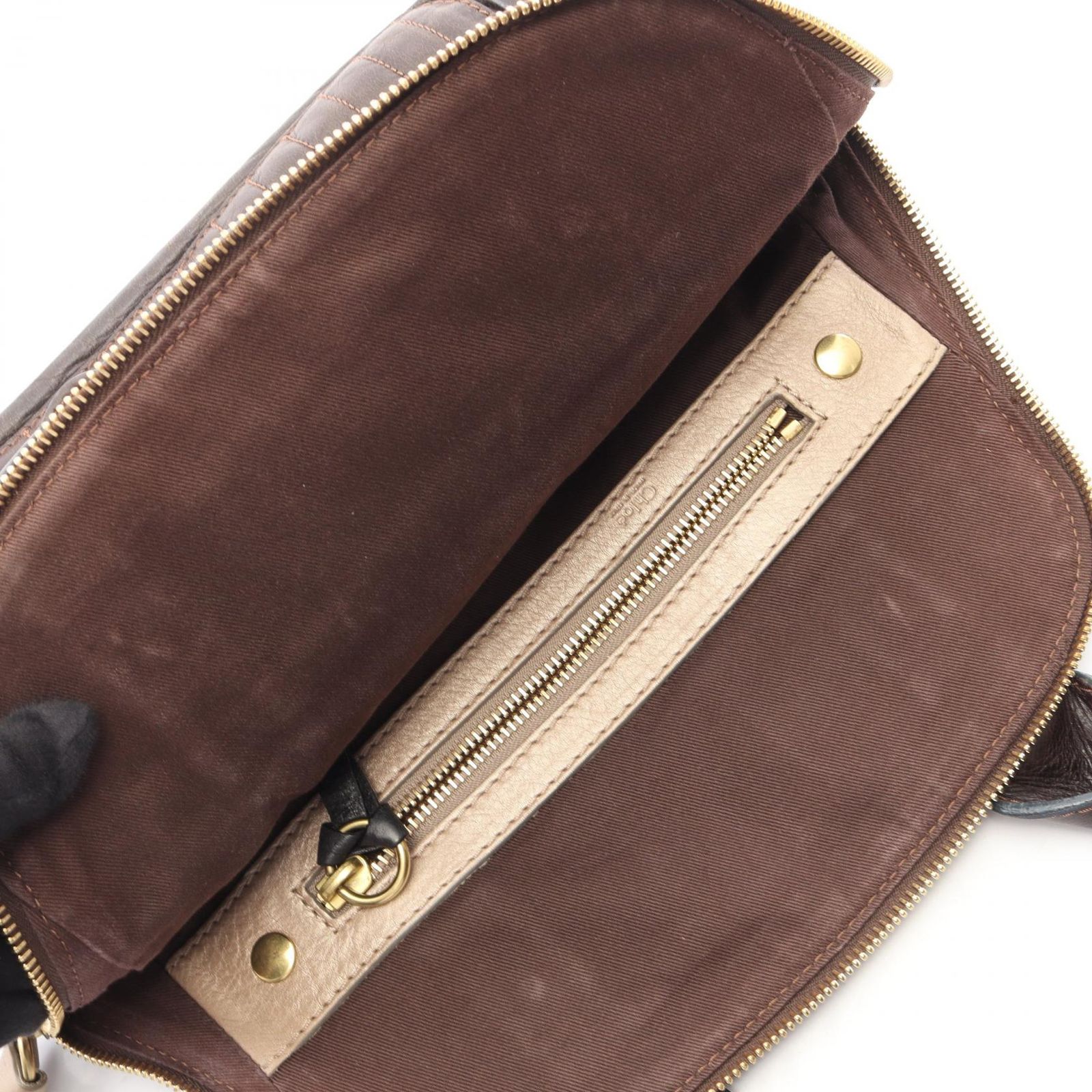 クロエ Chloe ハンドバッグ ベイ ダークブラウン レザー ベイ ハンドバッグ レディース Used B
