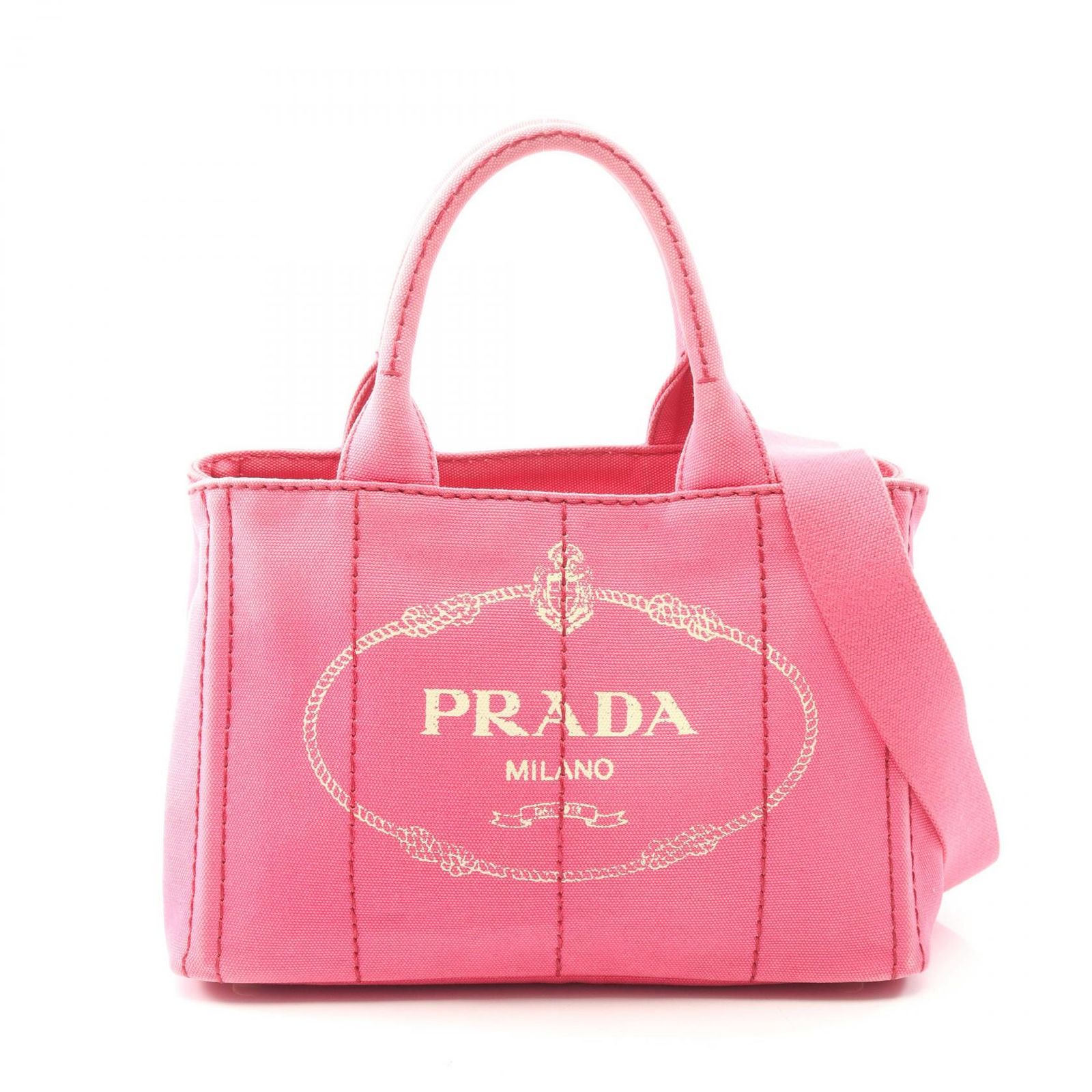 プラダ PRADA トートバッグ CANAPA カナパ 2WAY 1BG439 ピンク キャンバス カナパ 2wayトート レディース Used B