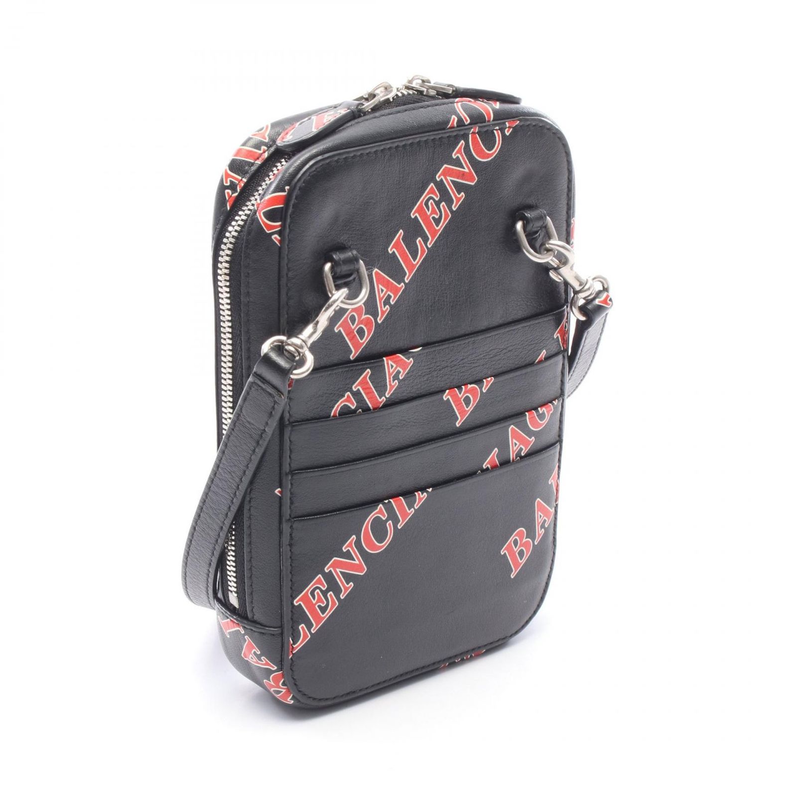 バレンシアガ BALENCIAGA ショルダーバッグ CASH ZIP PHONE HOLDER 618189 ブラック レザー フォンホルダー ユニセックス Used B バレンシアガ BALENCIAGA ショルダーバッグ CASH ZIP PHONE HOLDER 618189 ブラック レザー フォンホルダー ユニセックス Used B