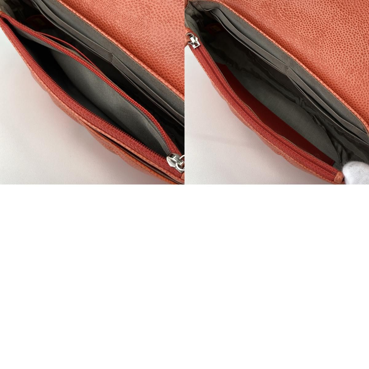 CHANEL シャネル ハーフムーン チェーンショルダーバッグ チェーンウォレット ショルダーバッグ A40033 レディース キャビアスキン オレンジ シルバー金具 中古 CHANEL シャネル ハーフムーン チェーンショルダーバッグ チェーンウォレット ショルダーバッグ A40033 レディース キャビアスキン オレンジ シルバー金具 中古