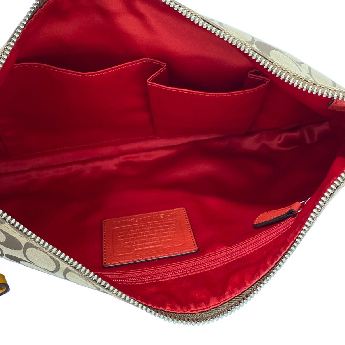 COACH(コーチ) ショルダーバッグ パーカーシグネチャーイーストウエストダッフル F24028 カーキ×レッド レザー