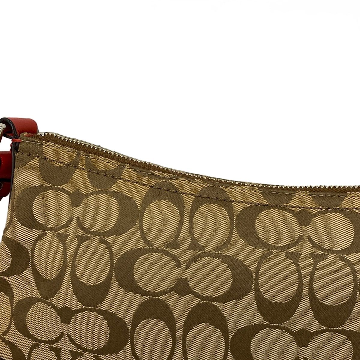 COACH(コーチ) ショルダーバッグ パーカーシグネチャーイーストウエストダッフル F24028 カーキ×レッド レザー