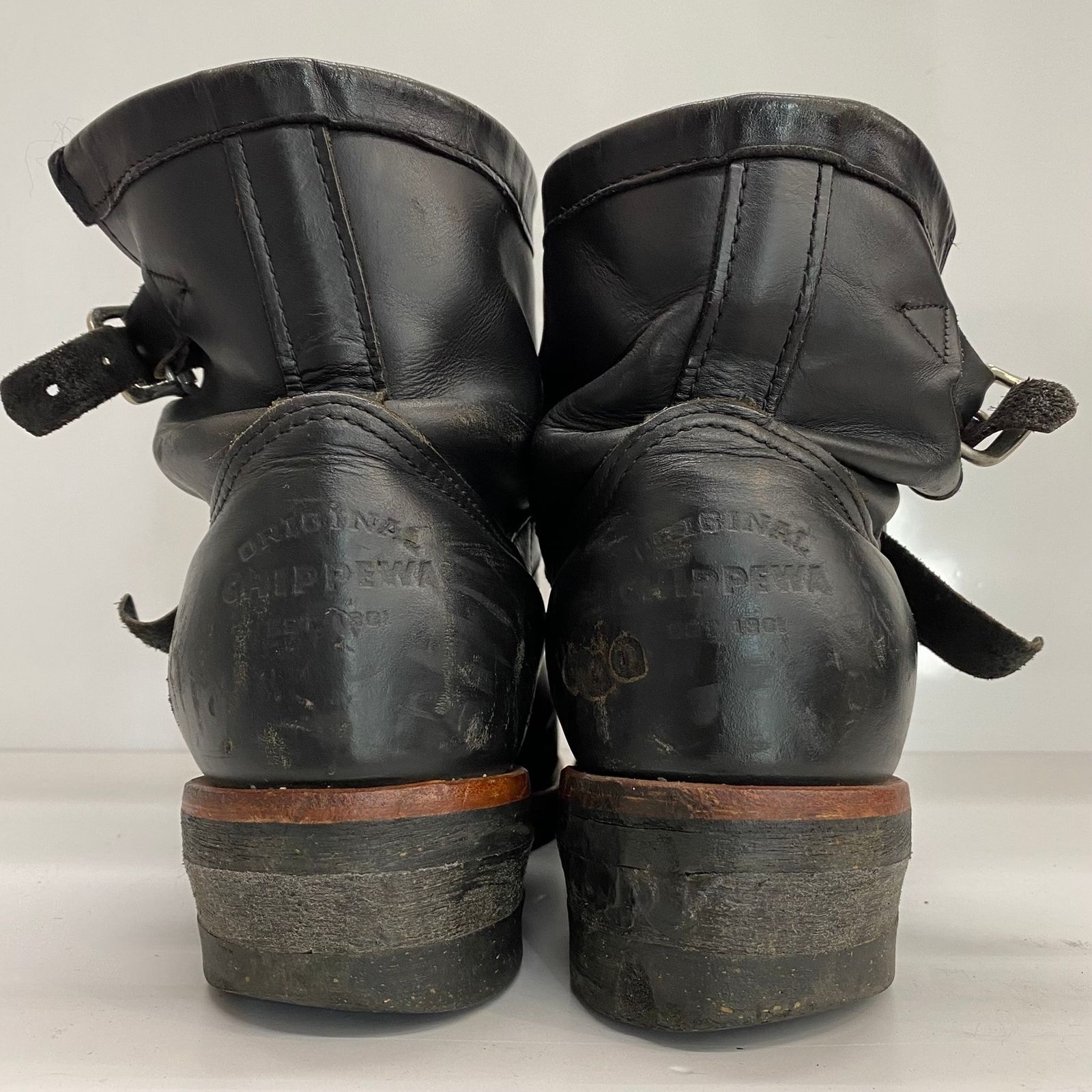 チペワ CHIPPEWA 黒タグ USA製 レザー スチールトゥエンジニアブーツ 