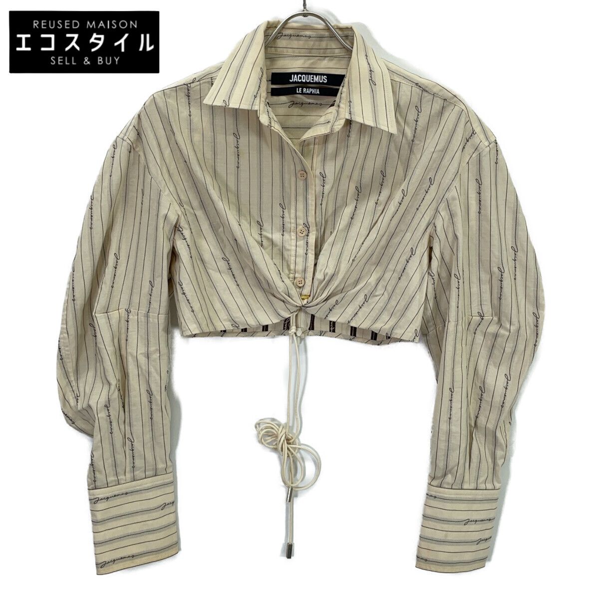JACQUEMUS ジャックムス La Chemise Plidao ｺｯﾄﾝ ﾛｺﾞ ﾎﾟﾌﾟﾘﾝ ｼｬﾂ 38
