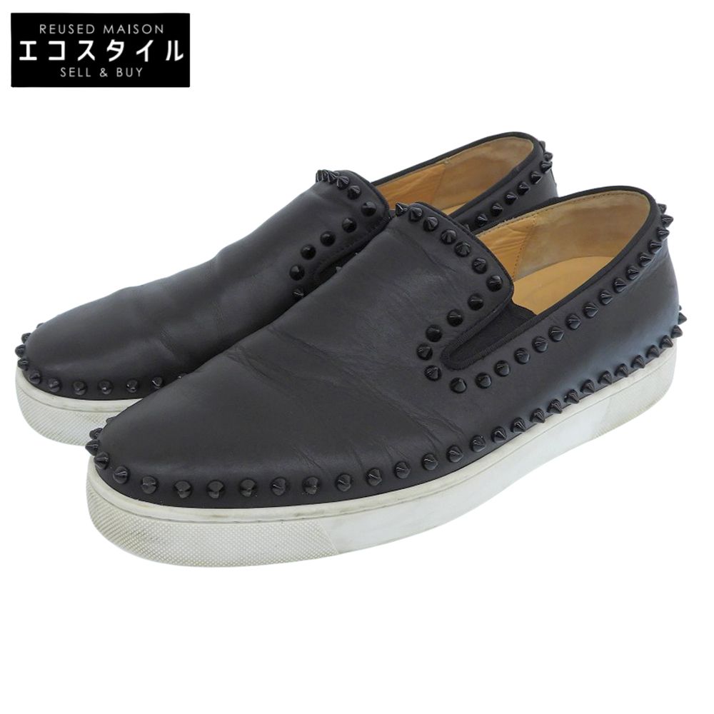 Christian Louboutin クリスチャンルブタン PIKBOAT ピックボート スパイクスタッズ レザースリッポンスニーカー シューズ メンズ 黒 29cm 44