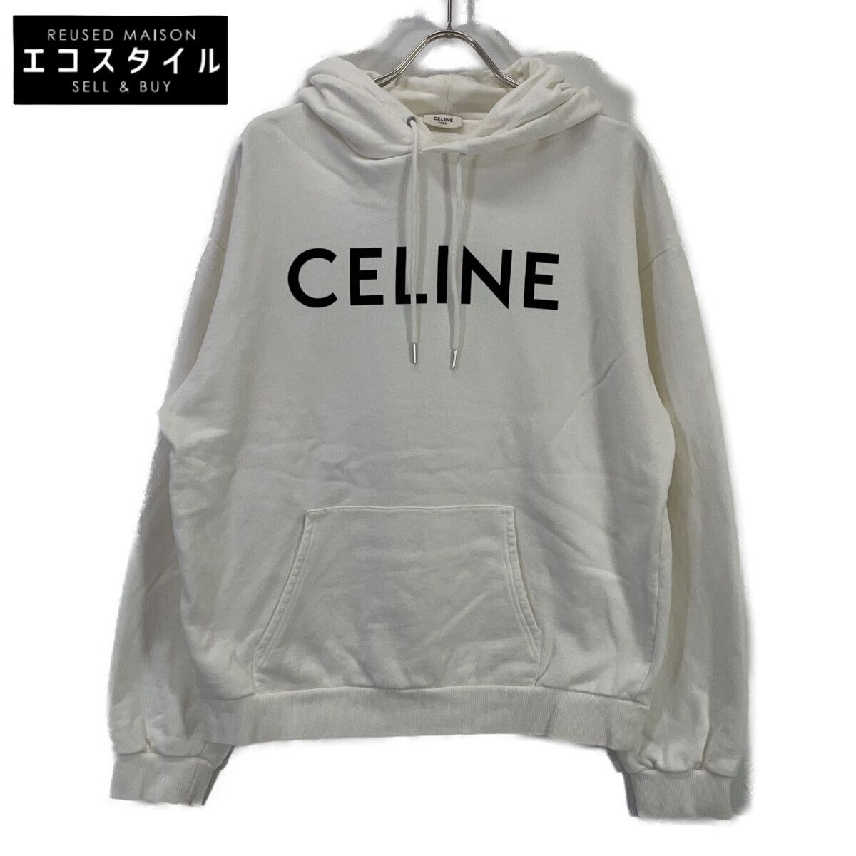 CELINE セリーヌ 2Y321670Q ﾎﾜｲﾄ ﾛｺﾞ ﾙｰｽﾞﾌｰﾃﾞｨ ﾊﾟｰｶｰ XL