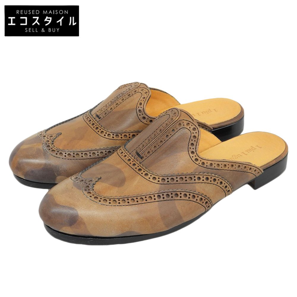 1piu1uguale3 ウノピゥウノウグァーレトレ 美品 WINGTIP SANDAL レザーサンダル シューズ メンズ ブラウン 42 42