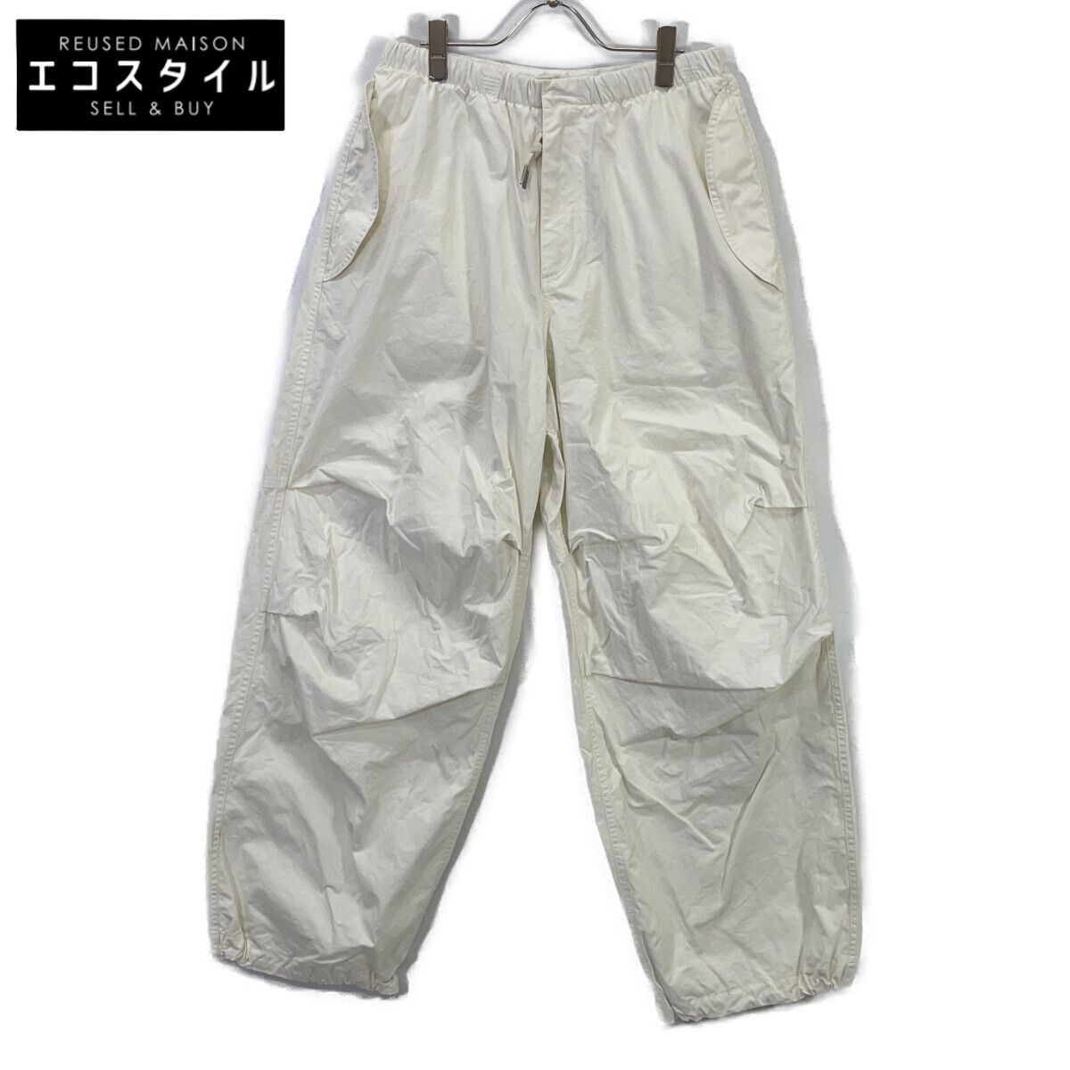 JIL SANDER ジルサンダー J21KA0147 24SS ホワイト コットン ニーレングスプリーツ パンツ 46