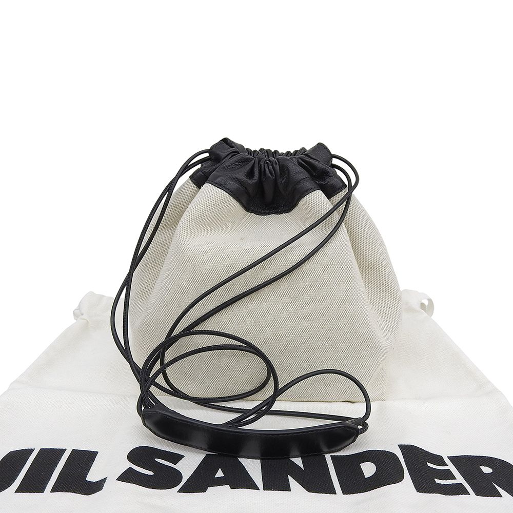 JIL SANDER ジルサンダー DUMPLING キャンバス レザー リバーシブル バッグ ショルダーバッグ レディース アイボリー×ブラック j07wg0027 JIL SANDER ジルサンダー DUMPLING キャンバス レザー リバーシブル バッグ ショルダーバッグ レディース アイボリー×ブラック j07wg0027