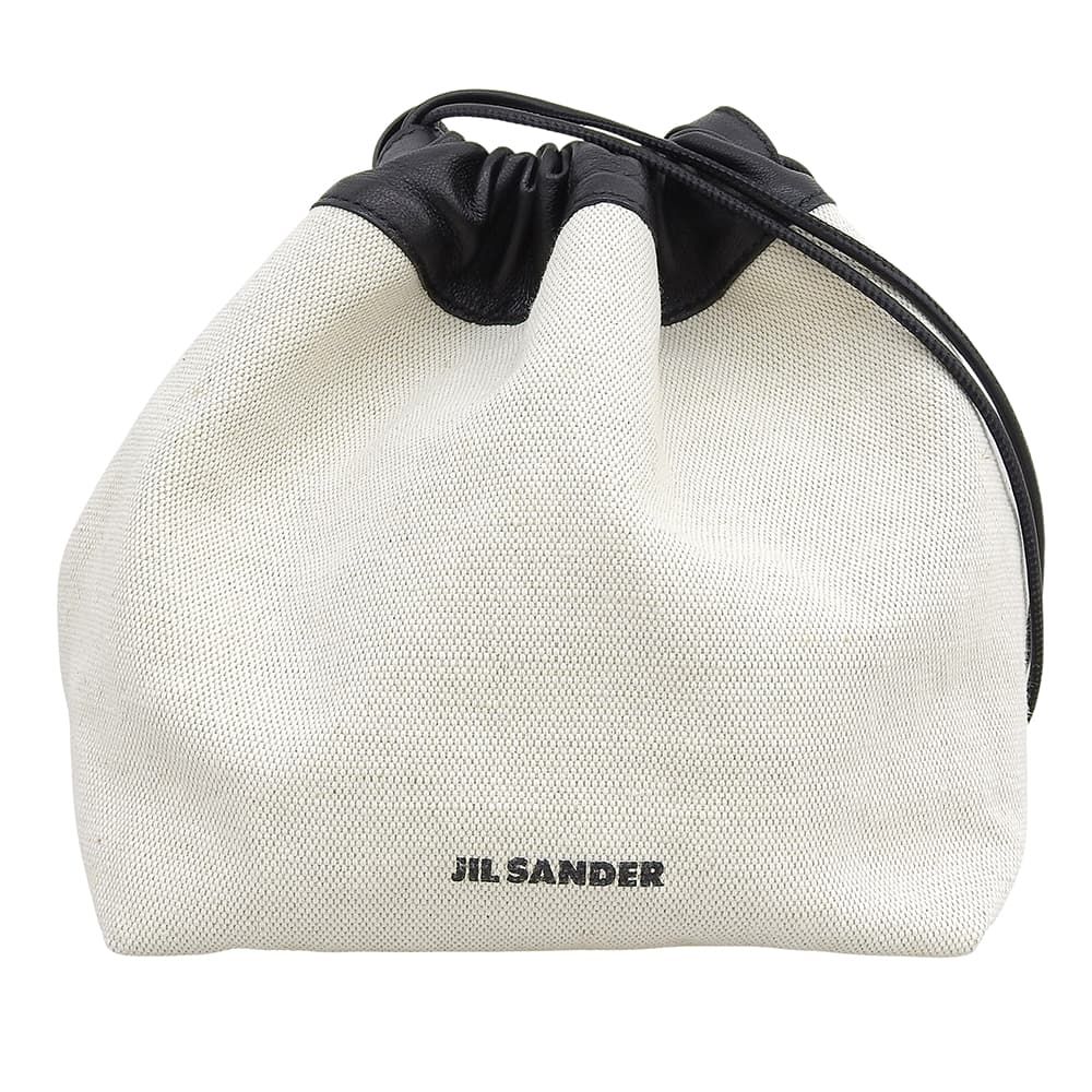 JIL SANDER ジルサンダー DUMPLING キャンバス レザー リバーシブル バッグ ショルダーバッグ レディース アイボリー×ブラック j07wg0027 JIL SANDER ジルサンダー DUMPLING キャンバス レザー リバーシブル バッグ ショルダーバッグ レディース アイボリー×ブラック j07wg0027