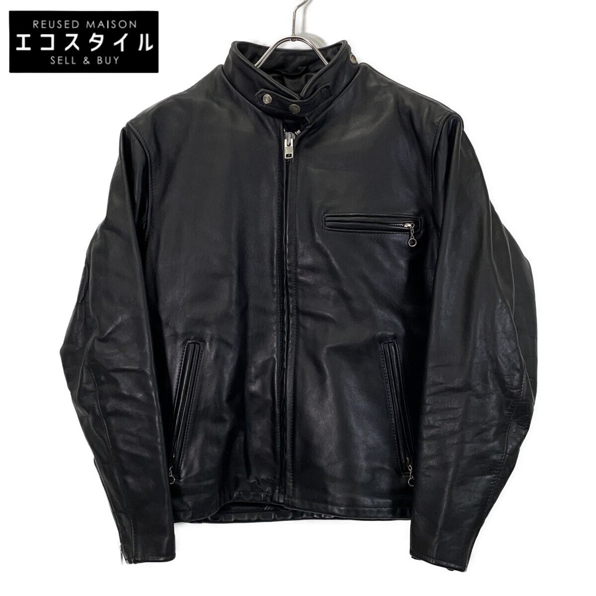 SCHOTT ショット 641 ﾌﾞﾗｯｸ 裏ﾎﾞｱ ｼﾝｸﾞﾙﾗｲﾀﾞｰｽｼﾞｬｹｯﾄ 38