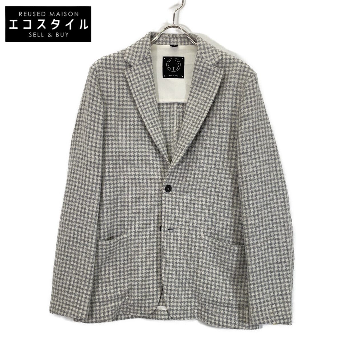 T-JACKET ティージャケット 51G419JR ｱｲﾎﾞﾘｰ×ｸﾞﾚｰ ｳｰﾙ ﾊｳﾝﾄﾞﾄｩｰｽ ﾃｰﾗｰﾄﾞｼﾞｬｹｯﾄ