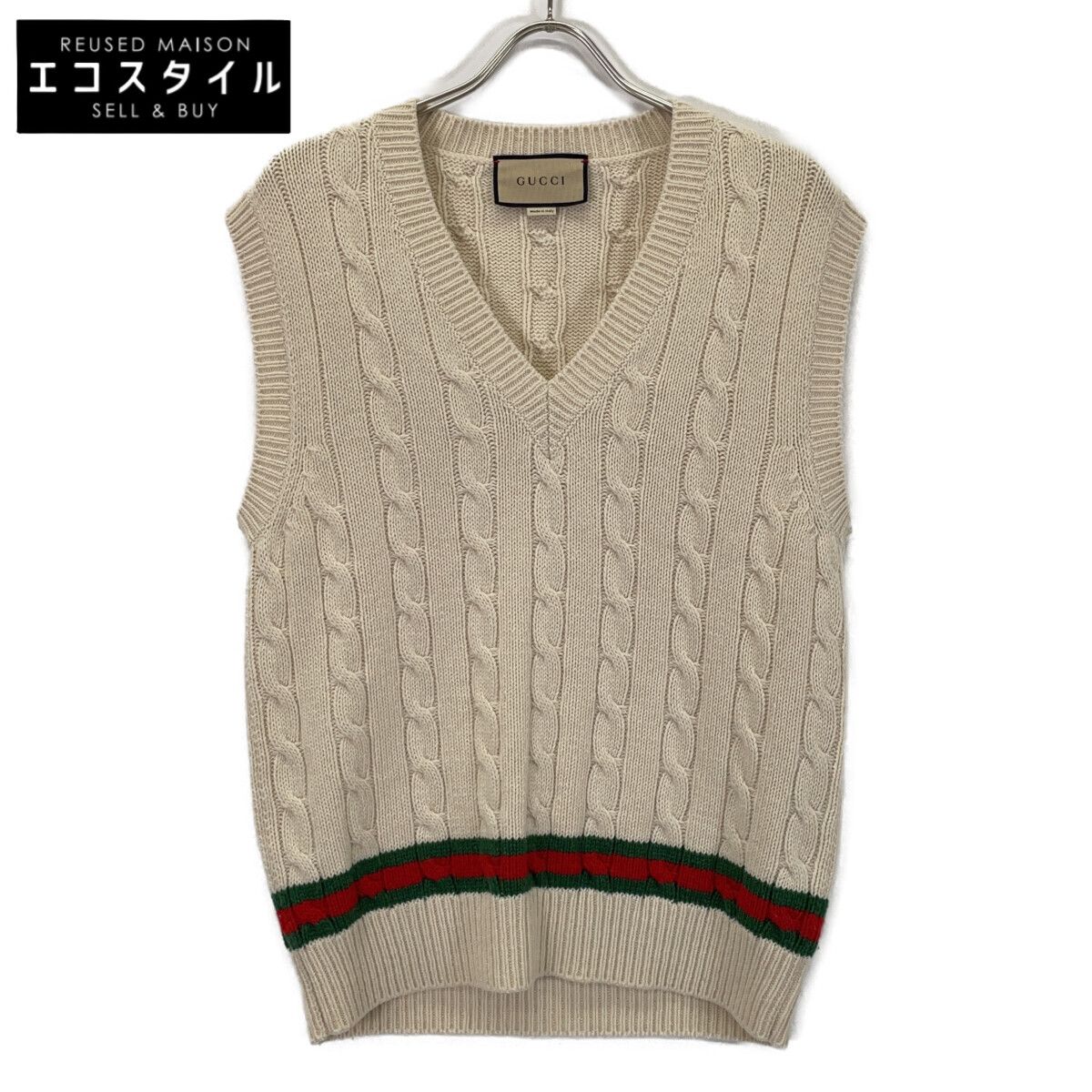 GUCCI グッチ 681081 ホワイト ライン ニットベスト M