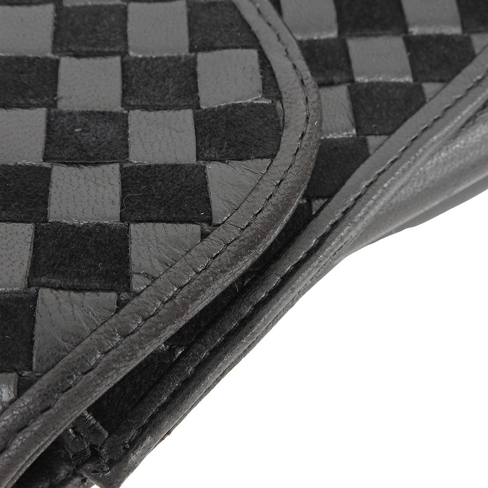 BALLY バリー レザー×スエード ヴィンテージ 編み込み レザーハンドバッグ レディース ブラック×ブラウン BALLY バリー レザー×スエード ヴィンテージ 編み込み レザーハンドバッグ レディース ブラック×ブラウン
