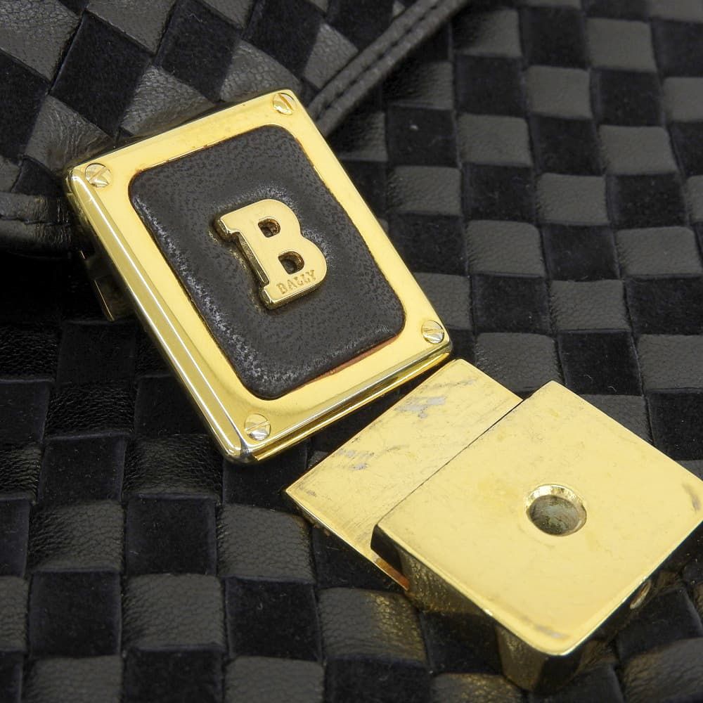 BALLY バリー レザー×スエード ヴィンテージ 編み込み レザーハンドバッグ レディース ブラック×ブラウン BALLY バリー レザー×スエード ヴィンテージ 編み込み レザーハンドバッグ レディース ブラック×ブラウン