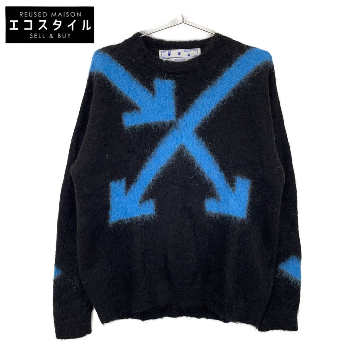 OFF-WHITE オフホワイト OMHA036F20KNI002 ブラック×ブルー モヘア ニットカーディガン XS
