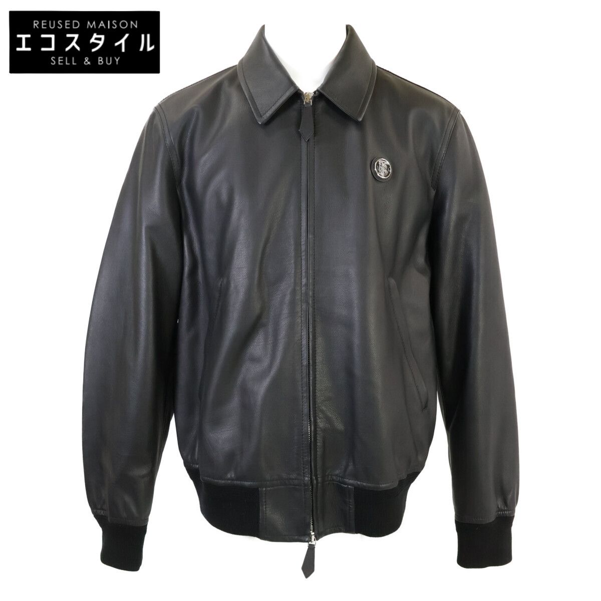 BURBERRY バーバリー 【美品/国内正規】8044906 グレインカーフ ウールカシミヤライニング TBロゴパッチ ハリントンジャケット 54