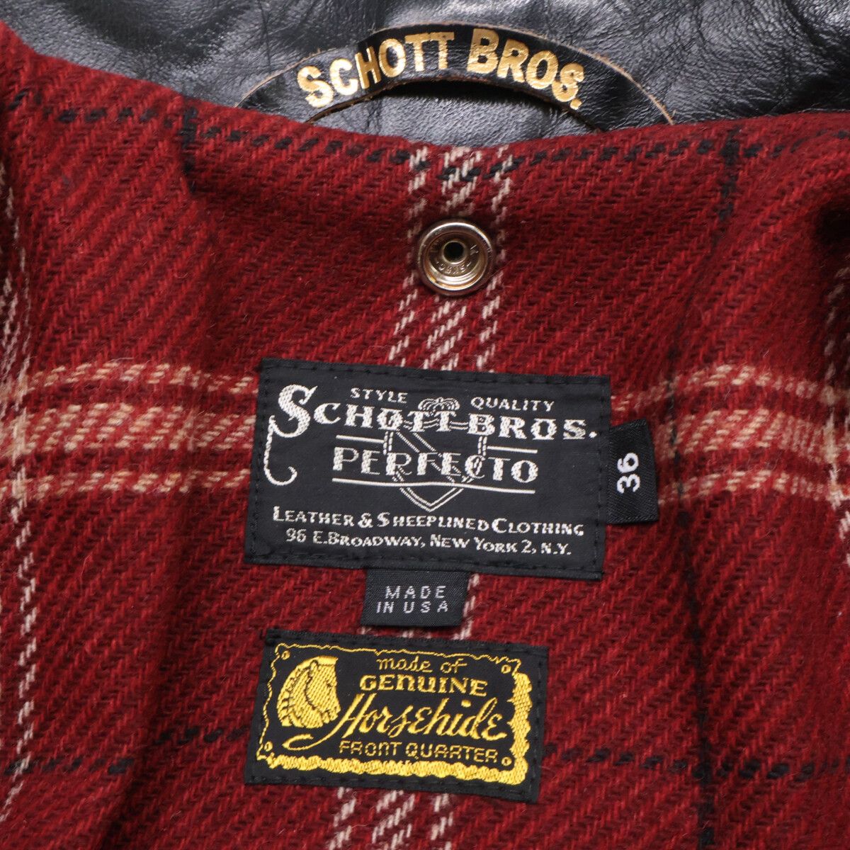 SCHOTT ショット 7822950022 613SJH　直営店限定 SPECIAL HORSEHIDE ONESTAR ホースハイド 茶芯 ダブルライダースジャケット 36