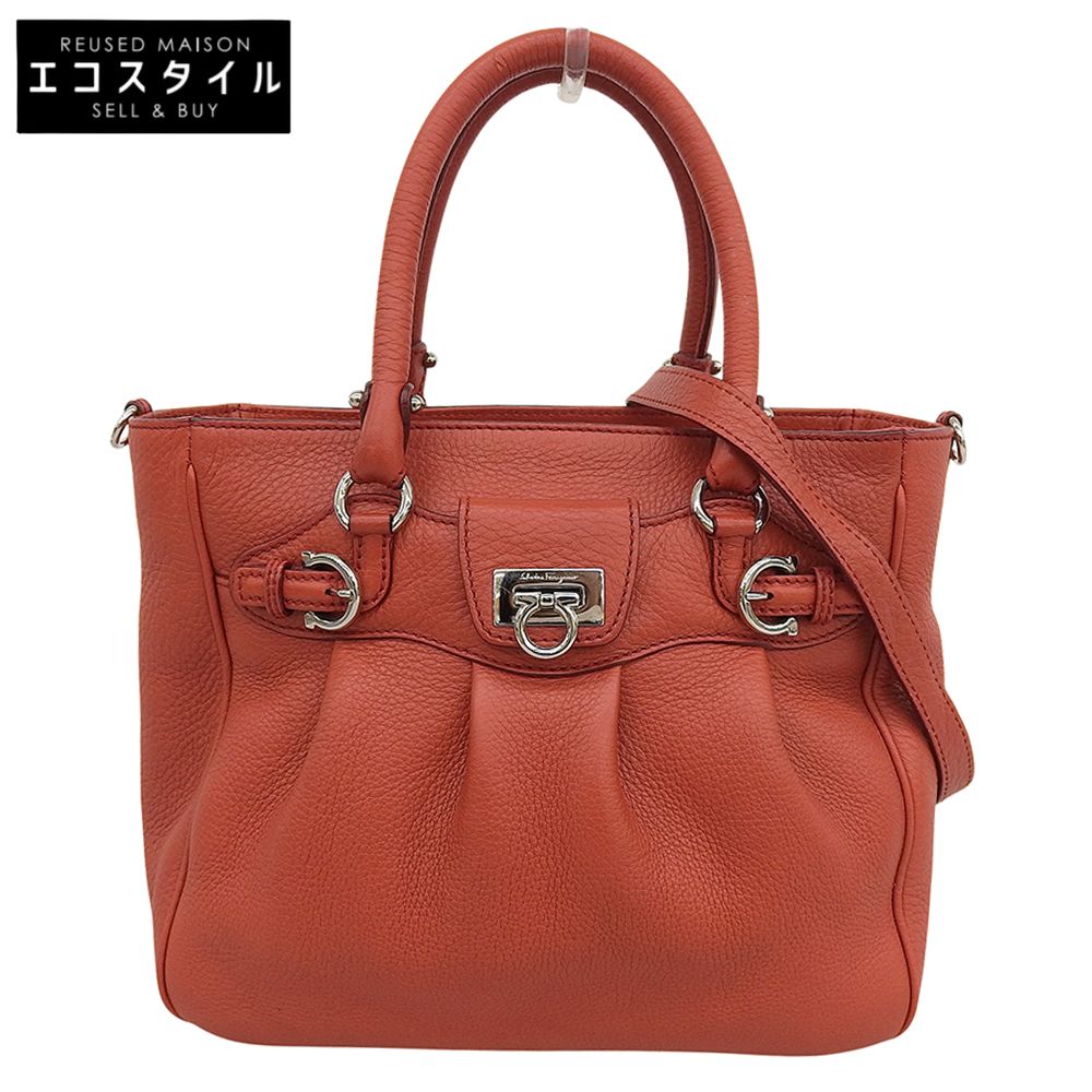 Salvatore Ferragamo サルヴァトーレフェラガモ ガンチーニ 2WAY ショルダーバッグ ハンドバッグ レディース オレンジ AS-21 7421