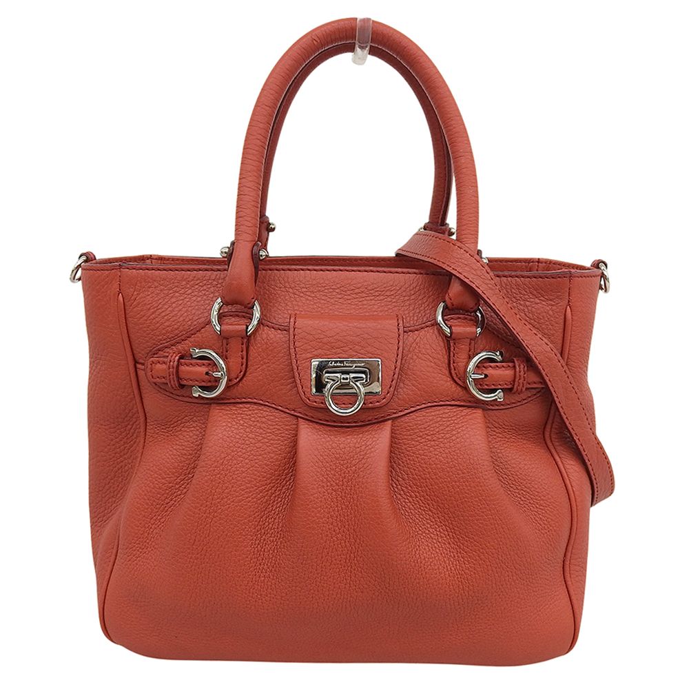 Salvatore Ferragamo サルヴァトーレフェラガモ ガンチーニ 2WAY ショルダーバッグ ハンドバッグ レディース オレンジ AS-21 7421 Salvatore Ferragamo サルヴァトーレフェラガモ ガンチーニ 2WAY ショルダーバッグ ハンドバッグ レディース オレンジ AS-21 7421