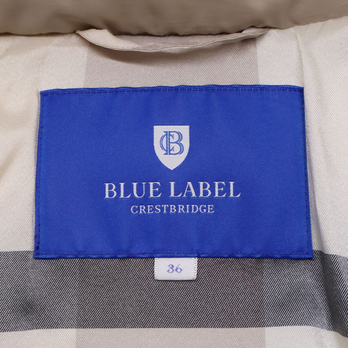 BLUE LABEL CRESTBRIDGE ブルーレーベルクレストブリッジ 55C12-412-40 ベージュ ファー付 ダウンジャケット 36 BLUE LABEL CRESTBRIDGE ブルーレーベルクレストブリッジ 55C12-412-40 ベージュ ファー付 ダウンジャケット 36