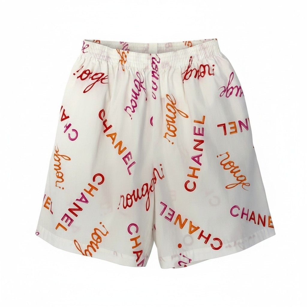 e8 CHANEL 1996年 ヴィンテージ コットンショートパンツ 38サイズ ホワイト コットン100％ レディース 女性用u02t